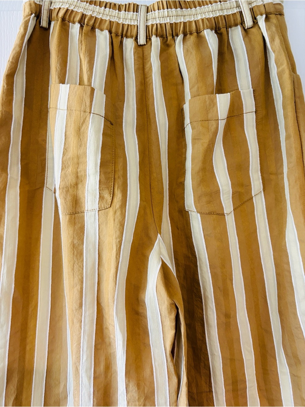 Zara Wide-Leg Striped Pants - Mustard & White - Picture 4 of 5